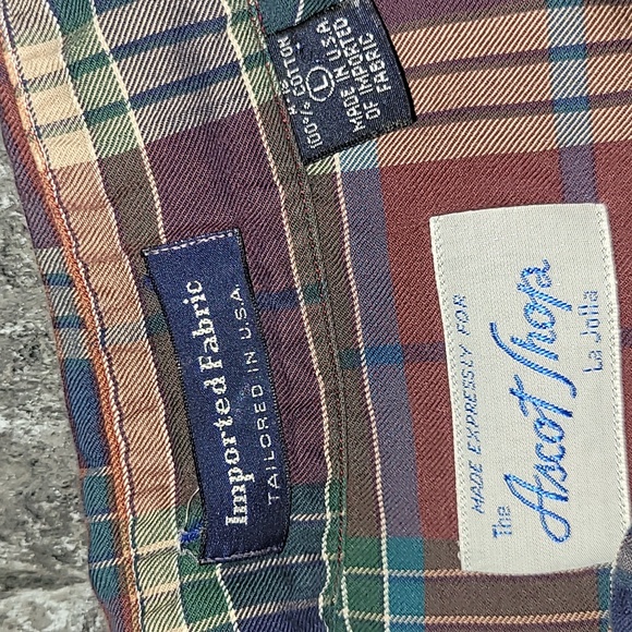 Made in USA. The Ascot Shop, La Jolla. 💯 Cotton button- up.  Women's size Large - Picture 2 of 14